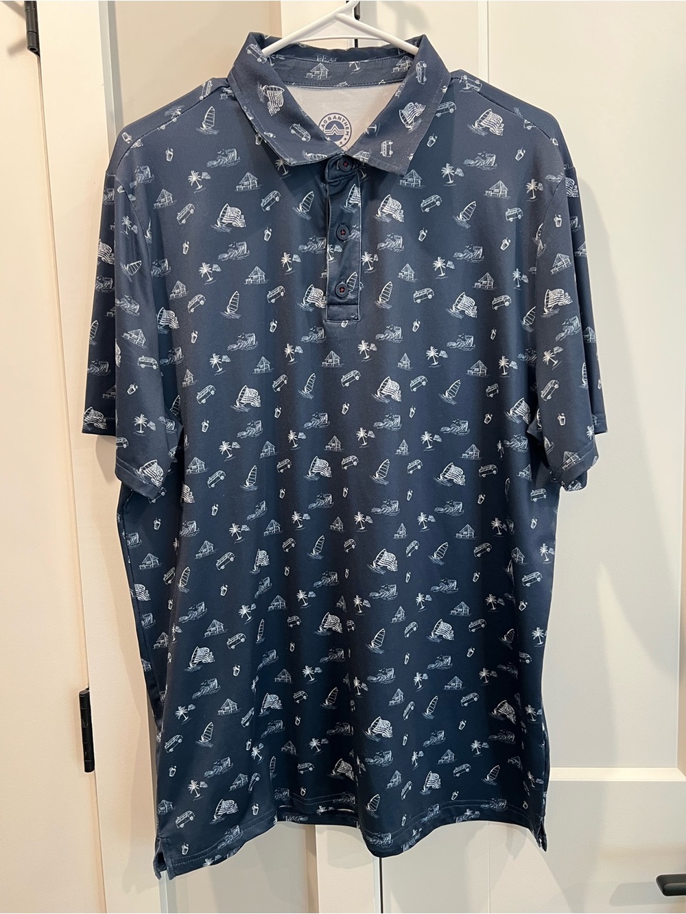 Men's Flag & Anthem Navy Short-Sleeve Printed Polo Shirt